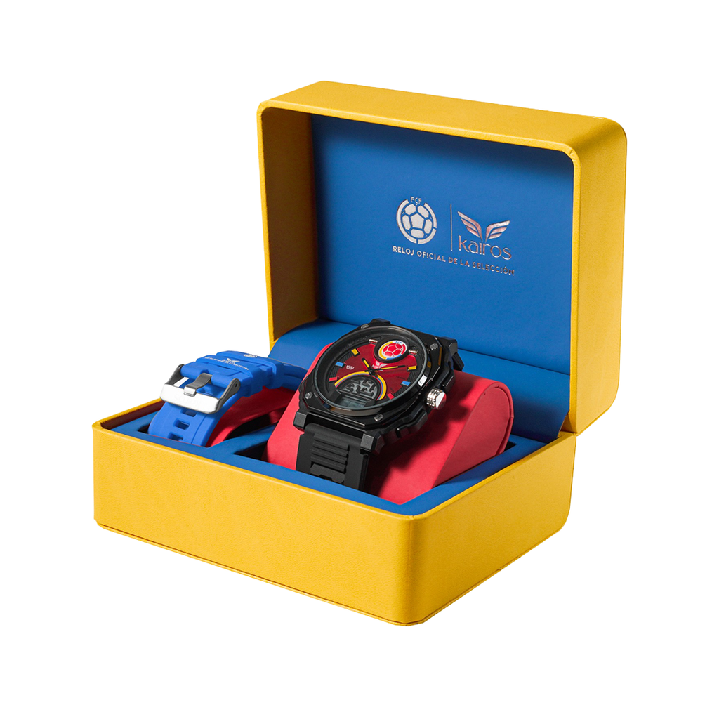 Reloj Hombre Selección Colombia (Marco Negro-Tablero Rojo)