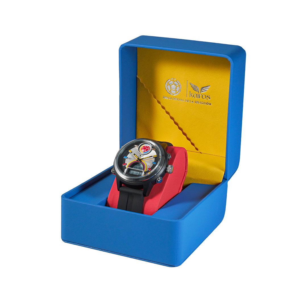 Reloj Unisex Selección Colombia (Marco Plateado-Negro)